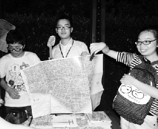 大学生手绘卡通三维立体杭州城区地图